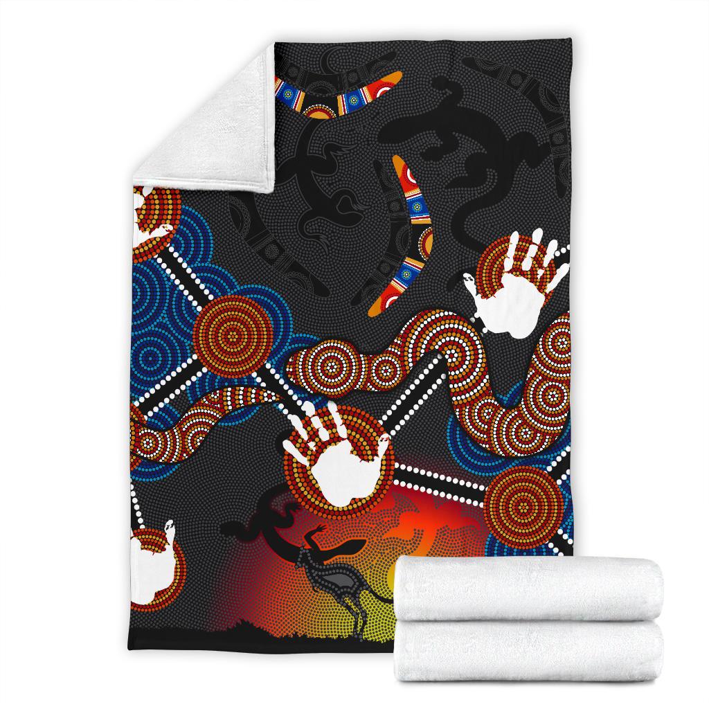 aboriginal-premium-blanket-australian-boomerang-and-snake-indigenous-art