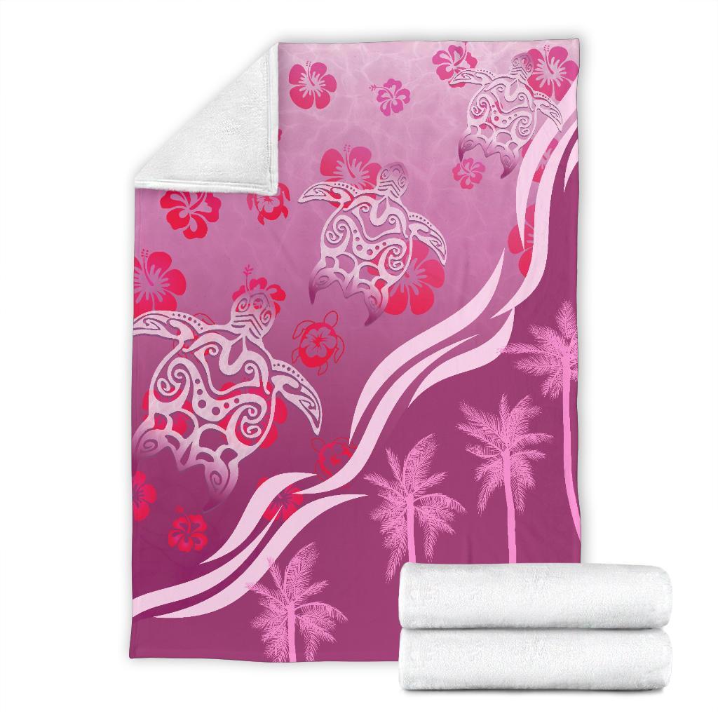 pink-turtle-hibiscus-premium-blanket