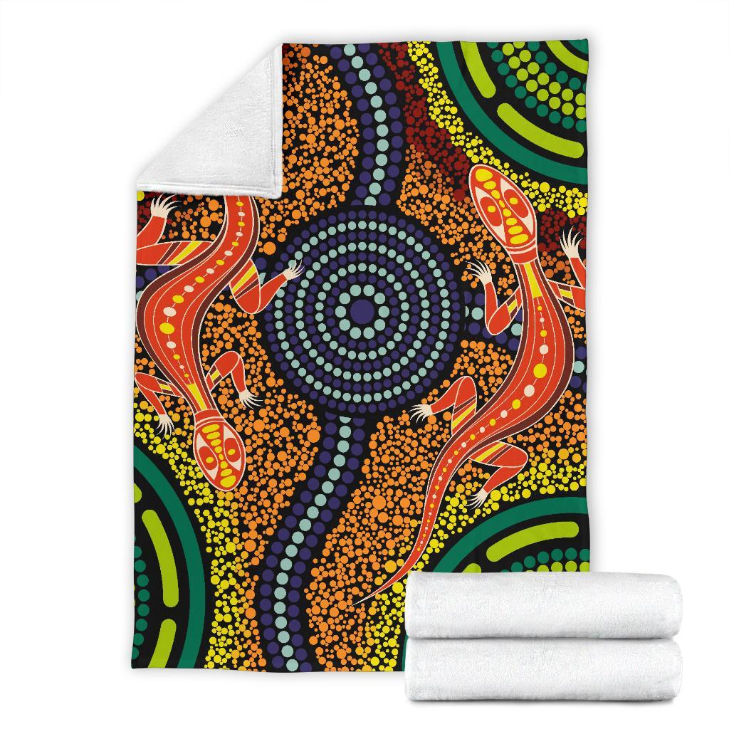 1st-australia-premium-blanket-aboriginal-two-lizards-dot-painting-circle
