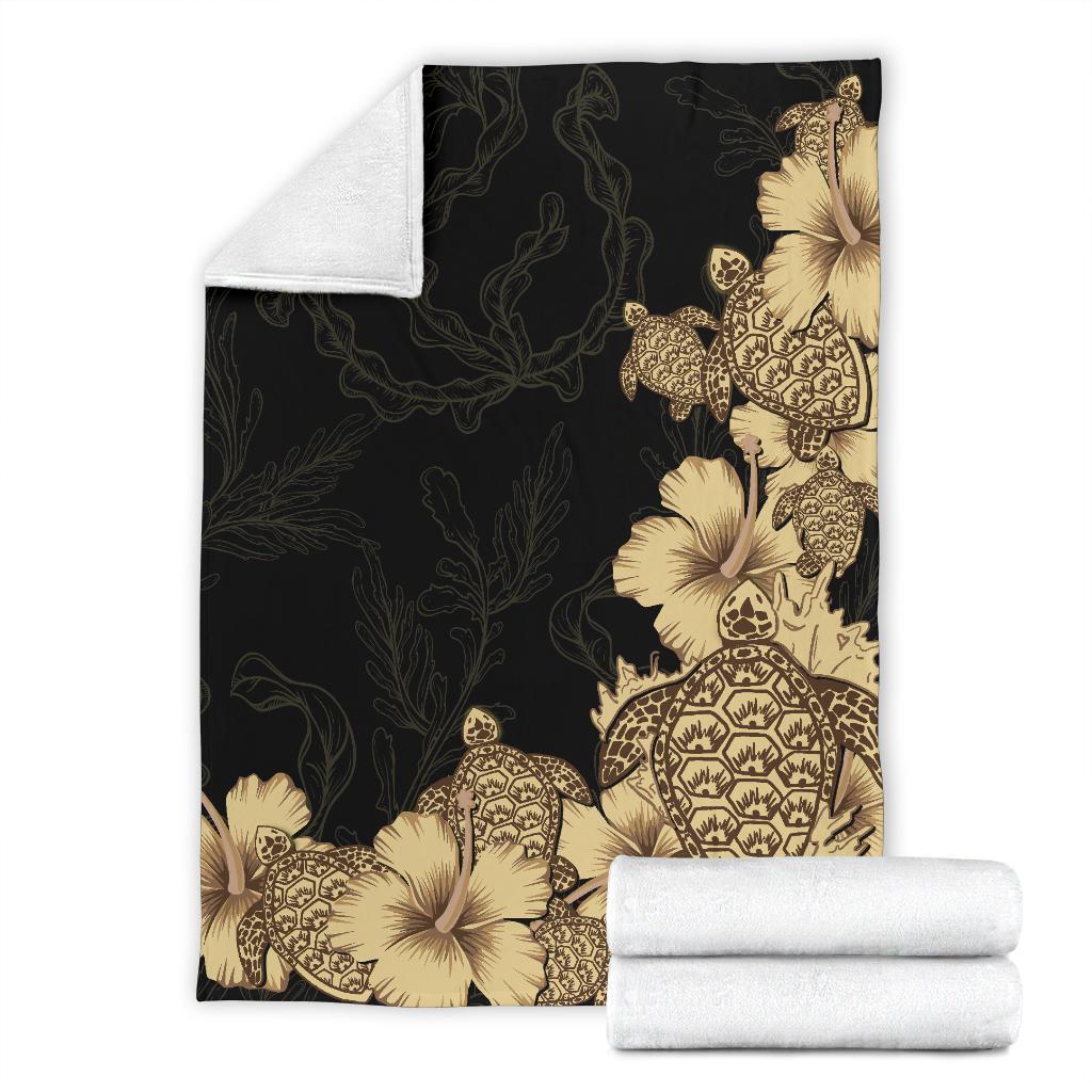 hibiscus-plumeria-golden-turtle-premium-blanket