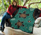 aboriginal-premium-quilt-australia-green-turtle-dot-painting-art