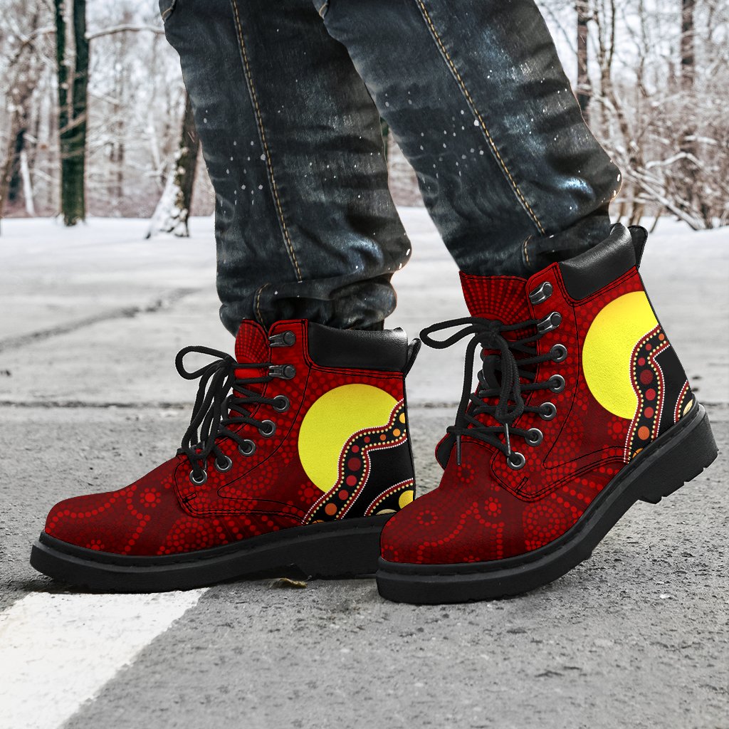 aboriginal-all-season-boots-australia-aboriginal-lives-matter-flag-circle-dot-painting-art