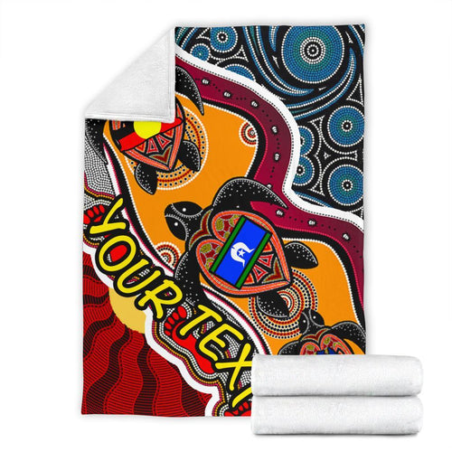 custom-premium-blanket-australia-aboriginal-dots-with-turtle-and-naidoc-flags