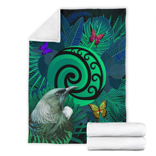 new-zealand-premium-blanket-koru-fern-mix-tui-bird-tropical-floral-turquoise