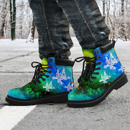 aboriginal-all-seaason-boots-indigenous-turtle-ocean-dot-painting-art