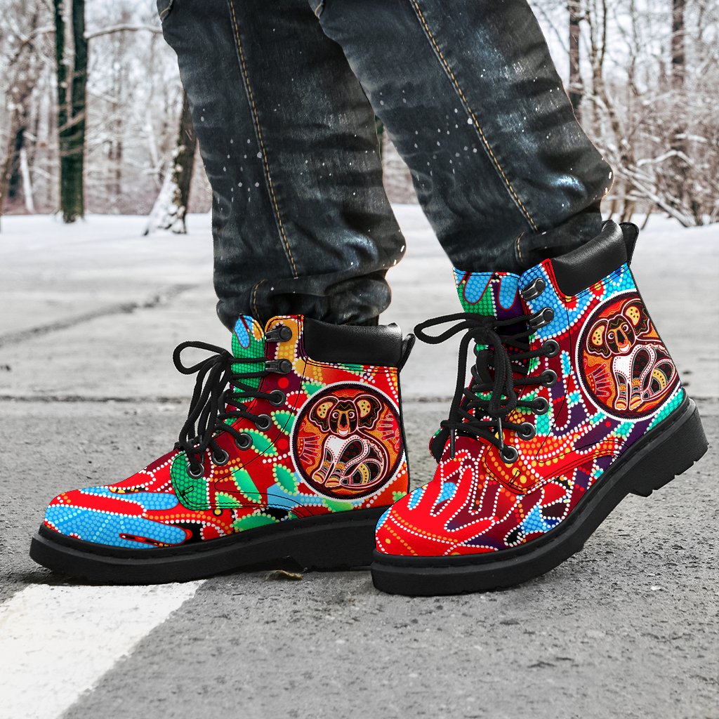 aboriginal-all-season-boots-koala-and-hand-art-dot-painting-boots