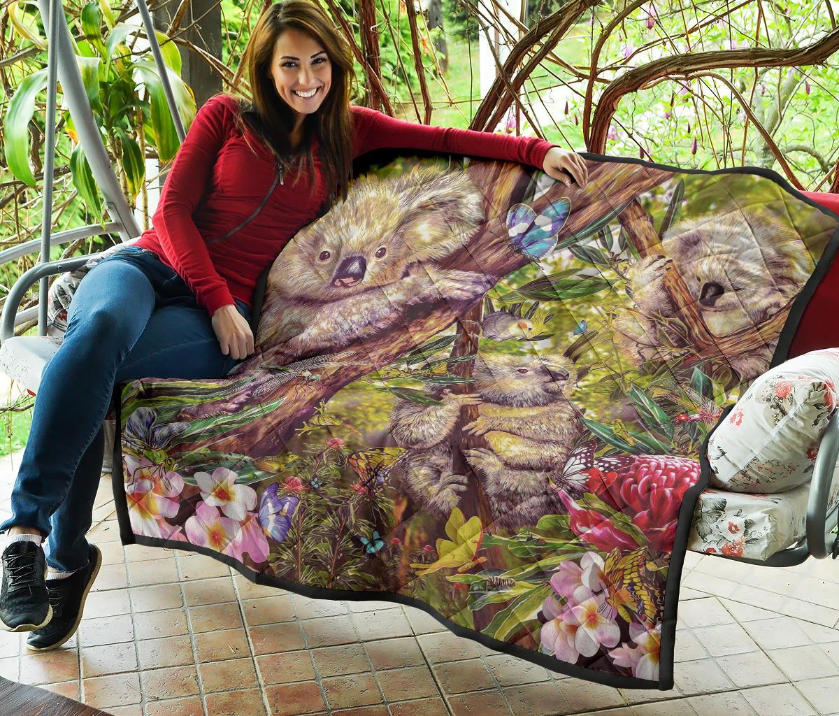 premium-quilt-3d-koala-with-waratah-flower-quilt
