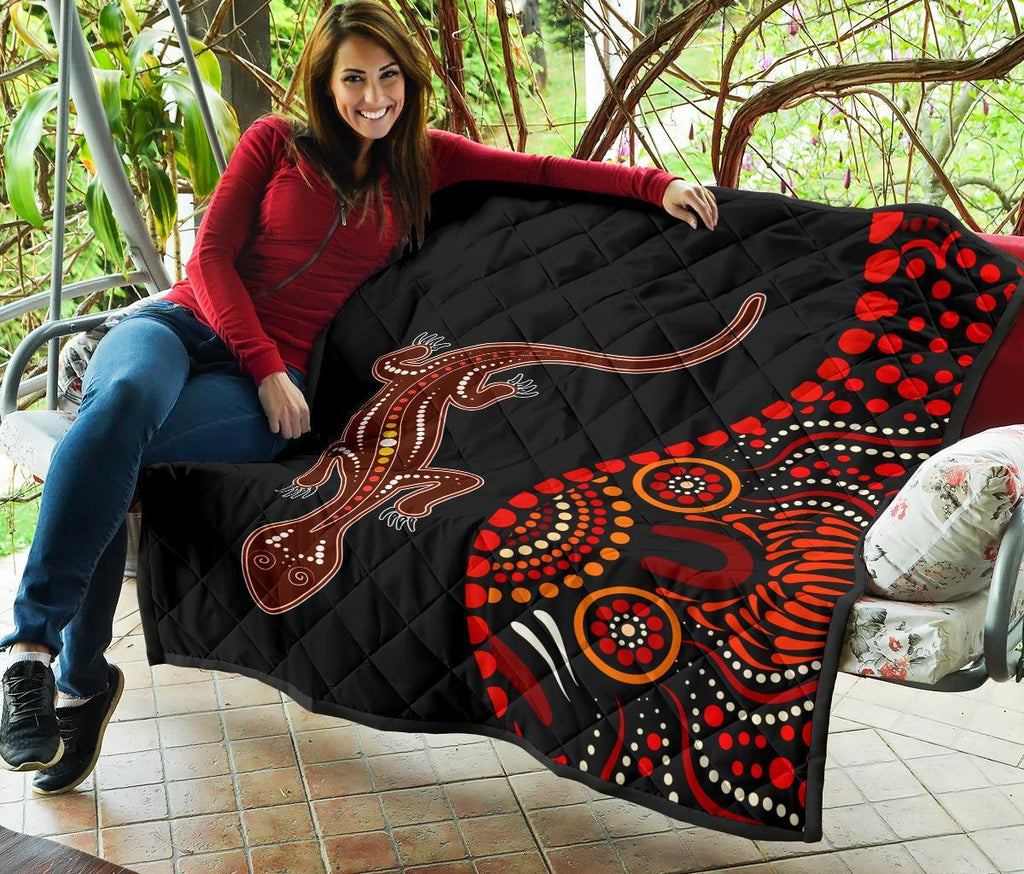 aboriginal-premium-quilt-aboriginal-lizard-with-dot-painting-pattern