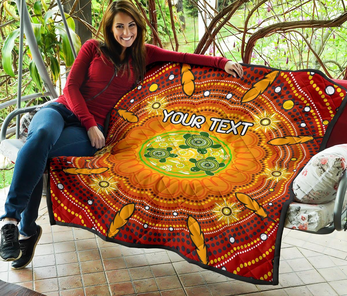 custom-text-aboriginal-premium-quilt-turtle-circle-dot-painting-art