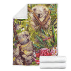 koala-premium-blanket-3d-koala-with-waratah-flower-blanket
