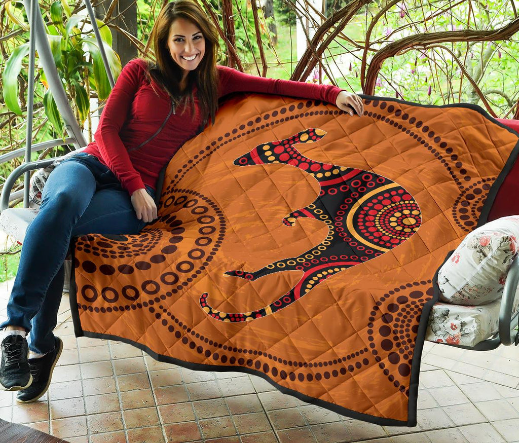 aboriginal-premium-quilt-australia-kangaroo-orange-dot-painting-art