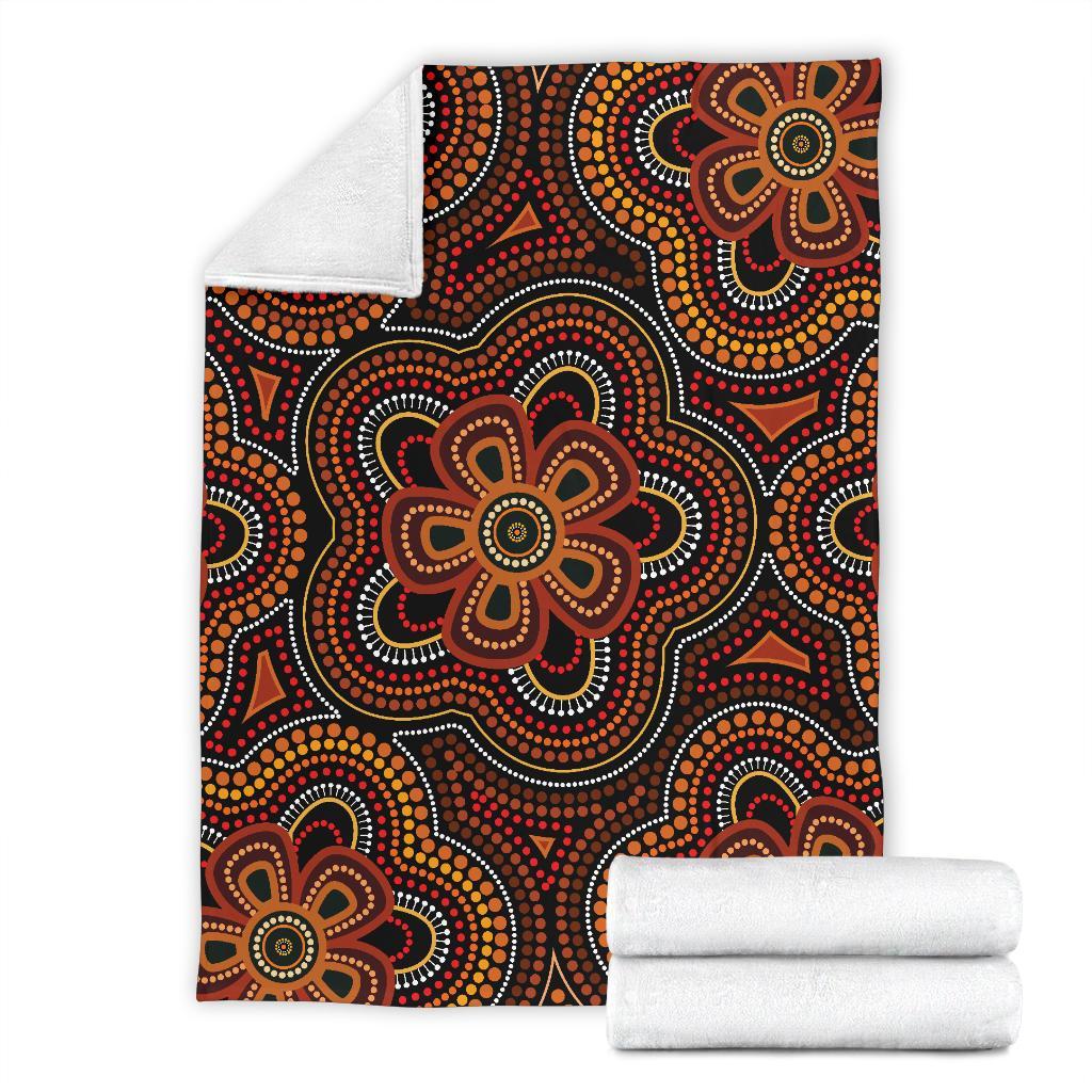 aboriginal-premium-blanket-aboriginal-dot-painting-flowers-style-ver02