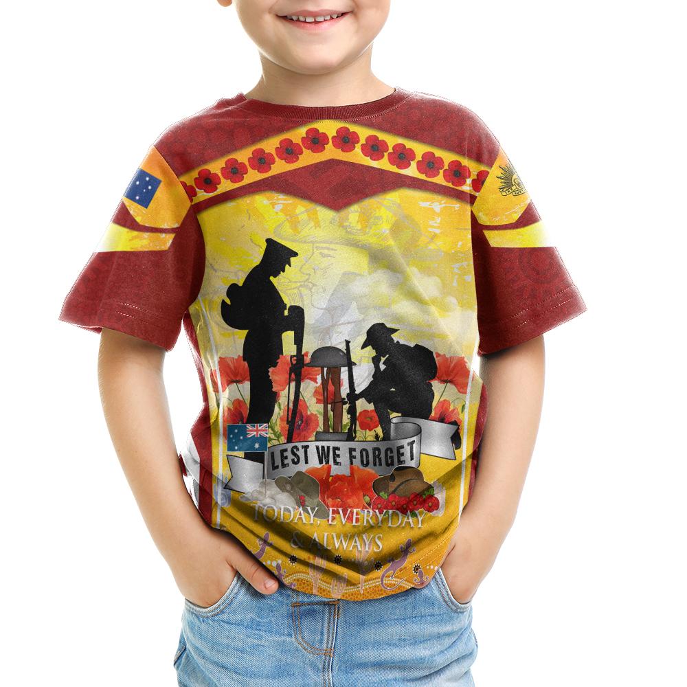 anzac-kids-t-shirt-lest-we-forget-aboriginal-version