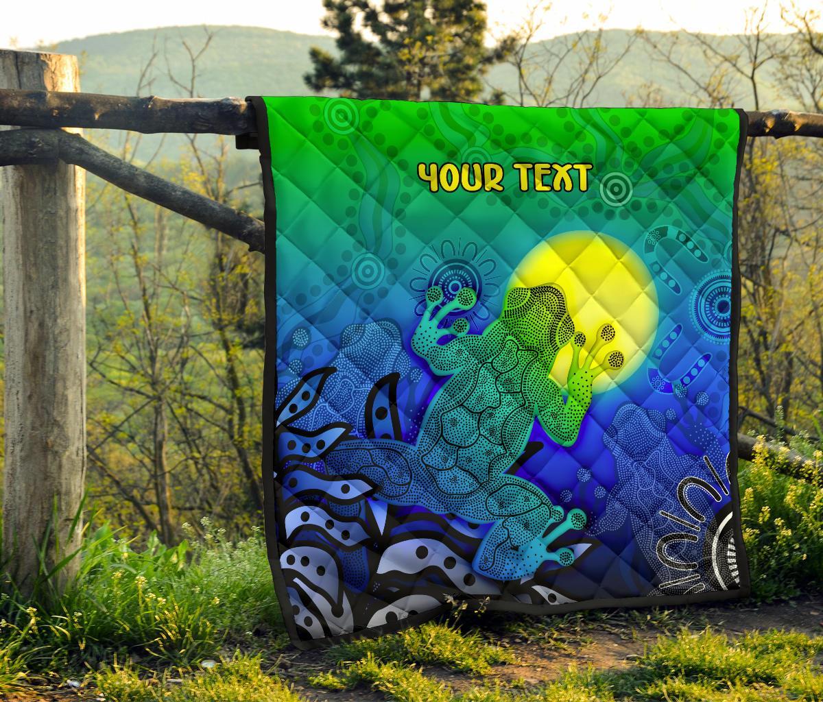 customaboriginal-premium-quilt-indigenous-frog-blue