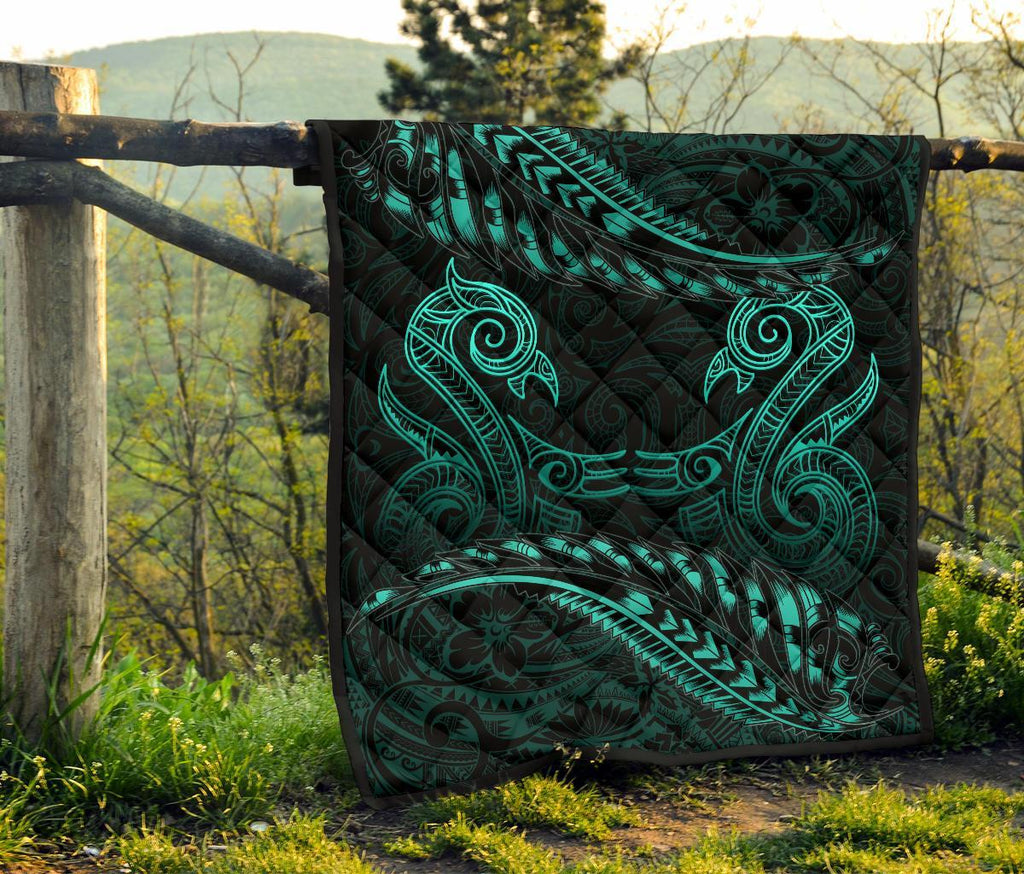 aotearoa-premium-quilt-turquoise-maori-manaia-with-silver-fern