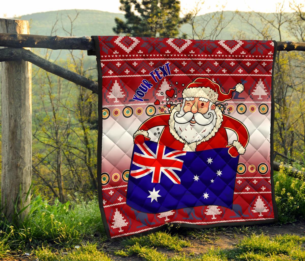 christmas-personalised-premium-quilt-australia-santa-claus-hold-the-flag-red