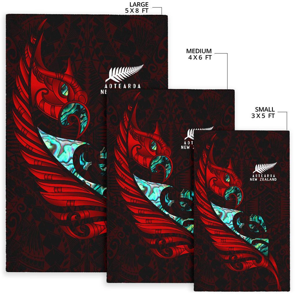 new-zealand-area-rug-manaia-paua-fern-wing-red