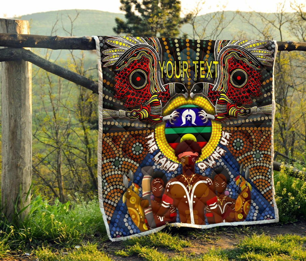 custom-text-the-land-owns-us-premium-quilt