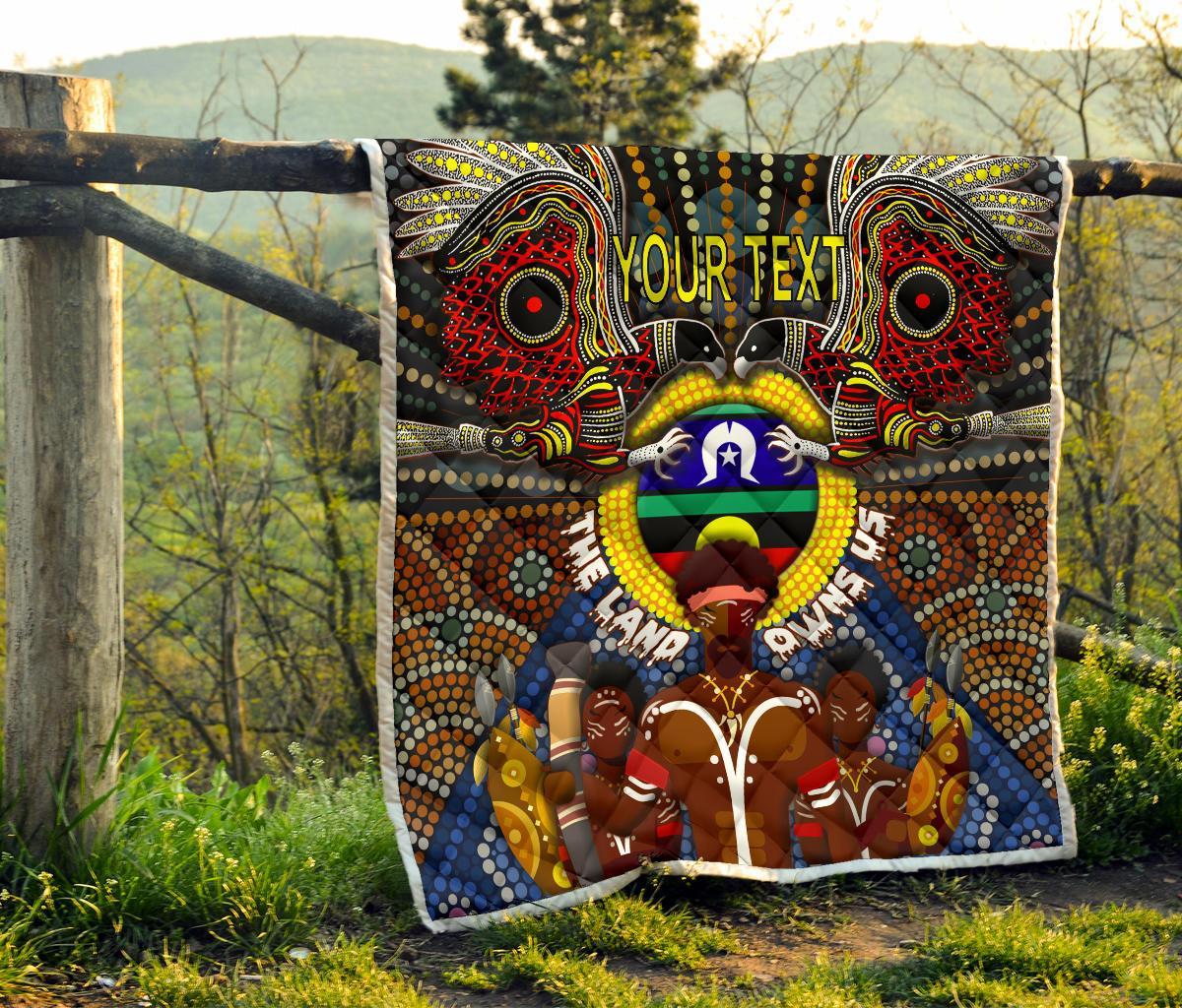 custom-text-the-land-owns-us-premium-quilt