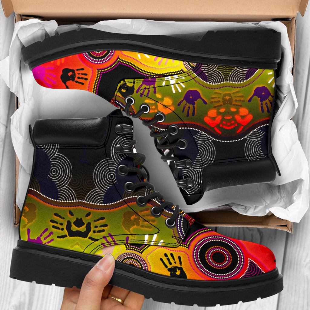 aboriginal-all-season-boots-indigenous-circle-dot-painting-hand-art