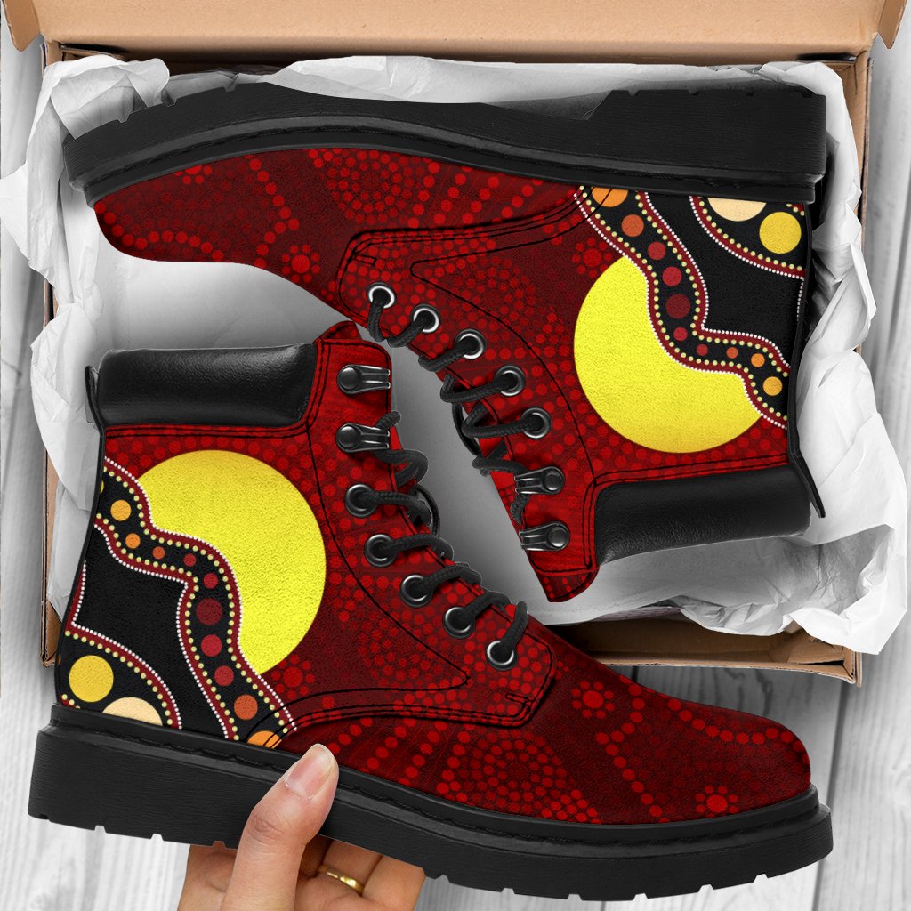 aboriginal-all-season-boots-australia-aboriginal-lives-matter-flag-circle-dot-painting-art
