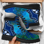 aboriginal-all-season-boots-australia-indigenous-flag-circle-dot-painting-art-blue