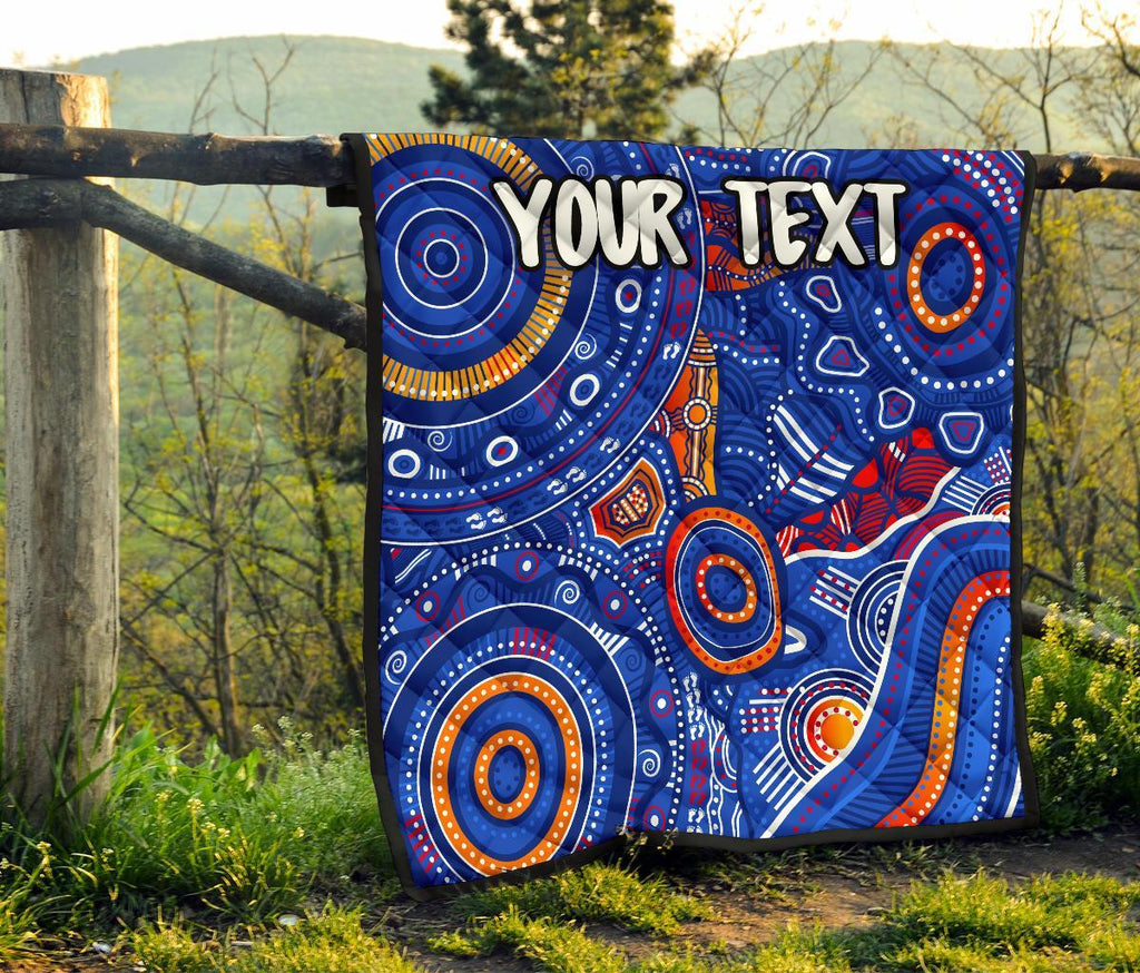 custom-text-aboriginal-premium-quilt-indigenous-footprint-patterns-blue-color