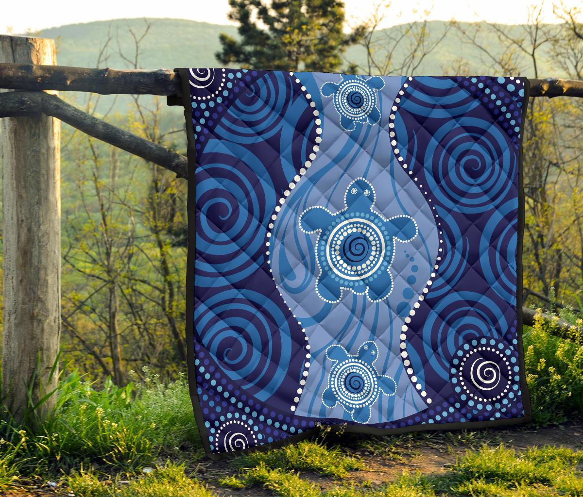 aboriginal-premium-quilt-australian-blue-turtle-aboriginal-art