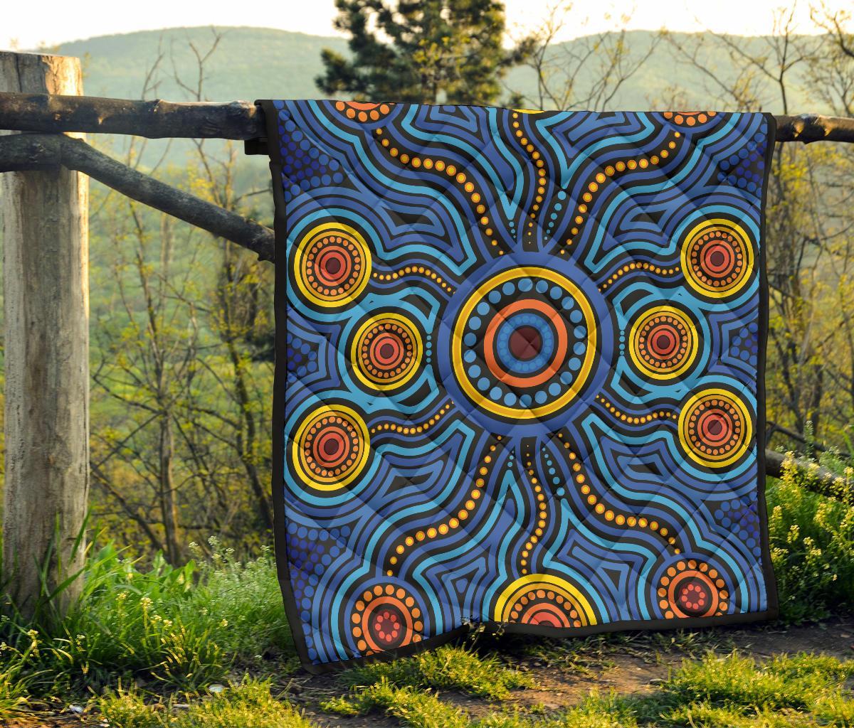 aboriginal-premium-quilt-aboriginal-flower-blue-dot-painting-art