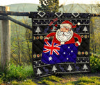 christmas-personalised-premium-quilt-australia-santa-claus-hold-the-flag-black