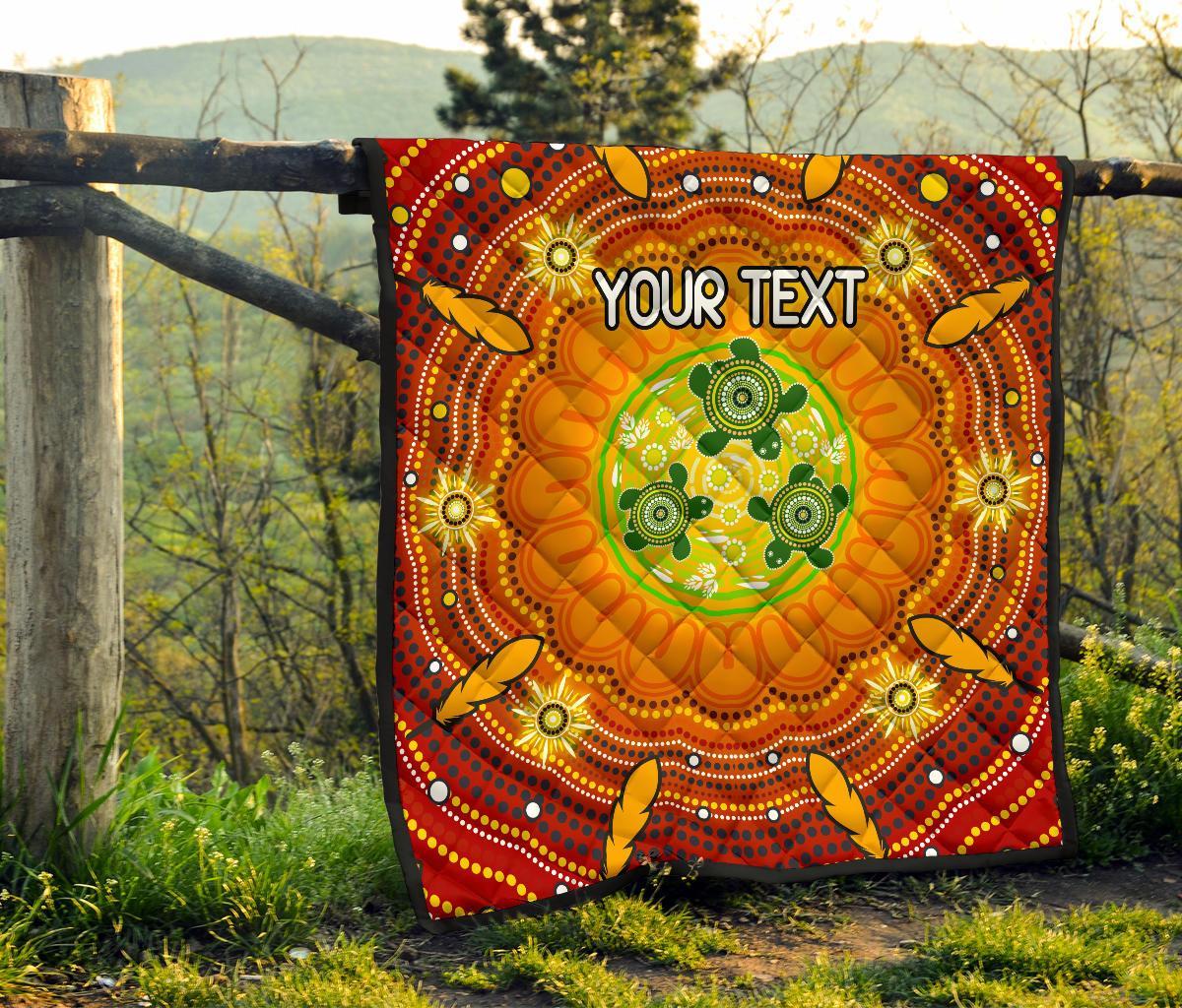 custom-text-aboriginal-premium-quilt-turtle-circle-dot-painting-art