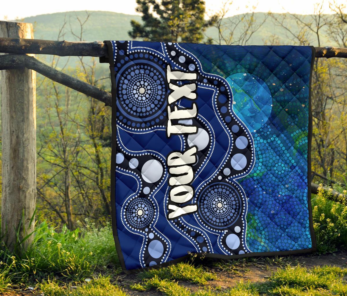 custom-text-aboriginal-premium-quilt-australia-indigenous-flag-circle-dot-painting-art-blue