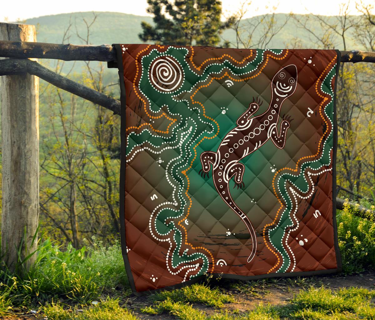 aboriginal-premium-quilt-australia-lizard-brown-dot-painting-art