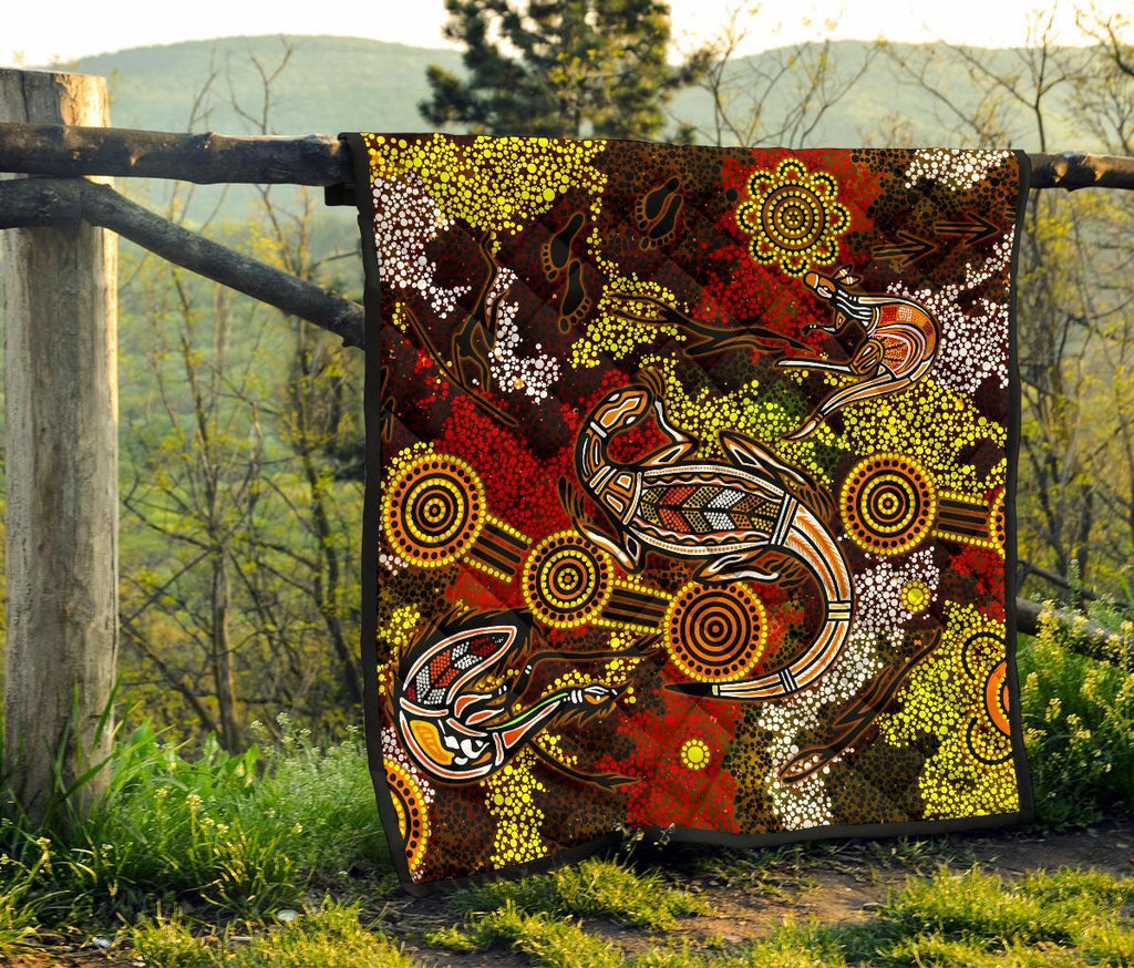 aboriginal-premium-quilt-kangaroo-and-lizard-dot-painting-art