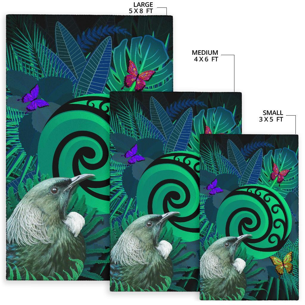 new-zealand-area-rug-koru-fern-mix-tui-bird-tropical-floral-turquoise
