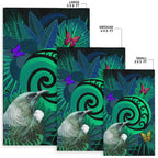 new-zealand-area-rug-koru-fern-mix-tui-bird-tropical-floral-turquoise