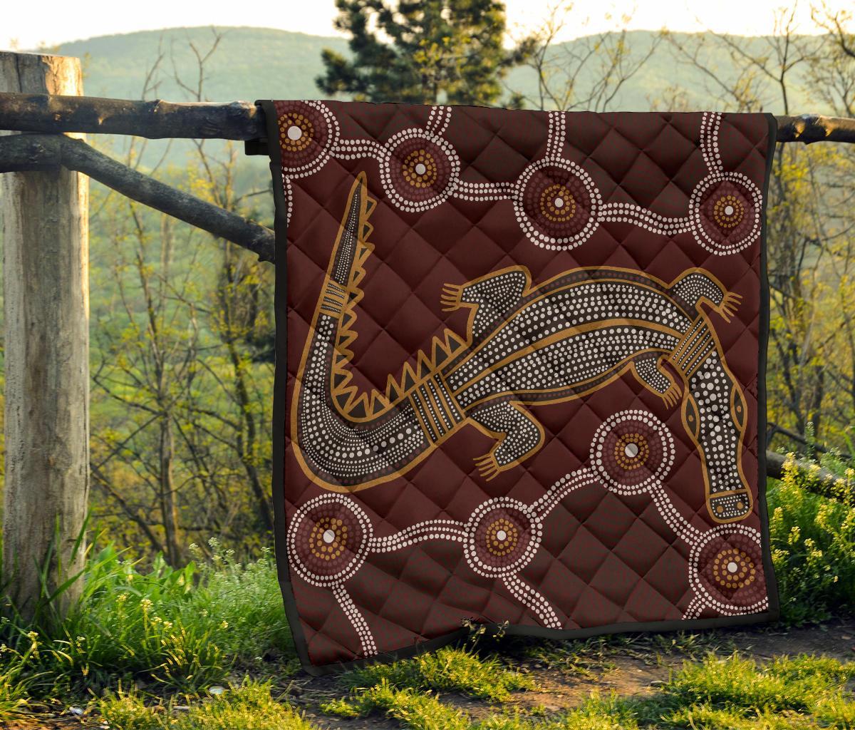 aboriginal-premium-quilt-indigenous-crocodile-brown-color