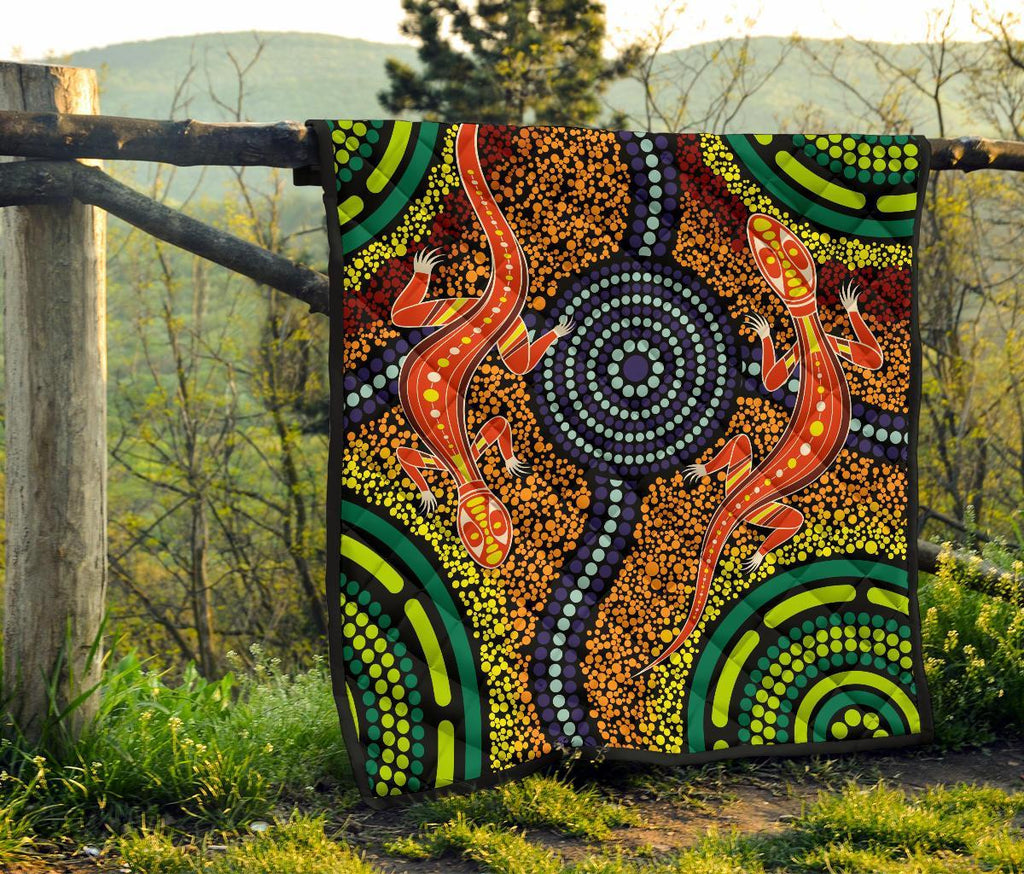 1st-australiapremium-quilt-aboriginal-two-lizards-dot-painting-circle