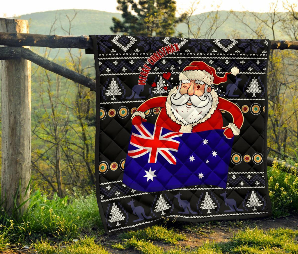 christmas-premium-quilt-australia-santa-claus-hold-the-flag-black