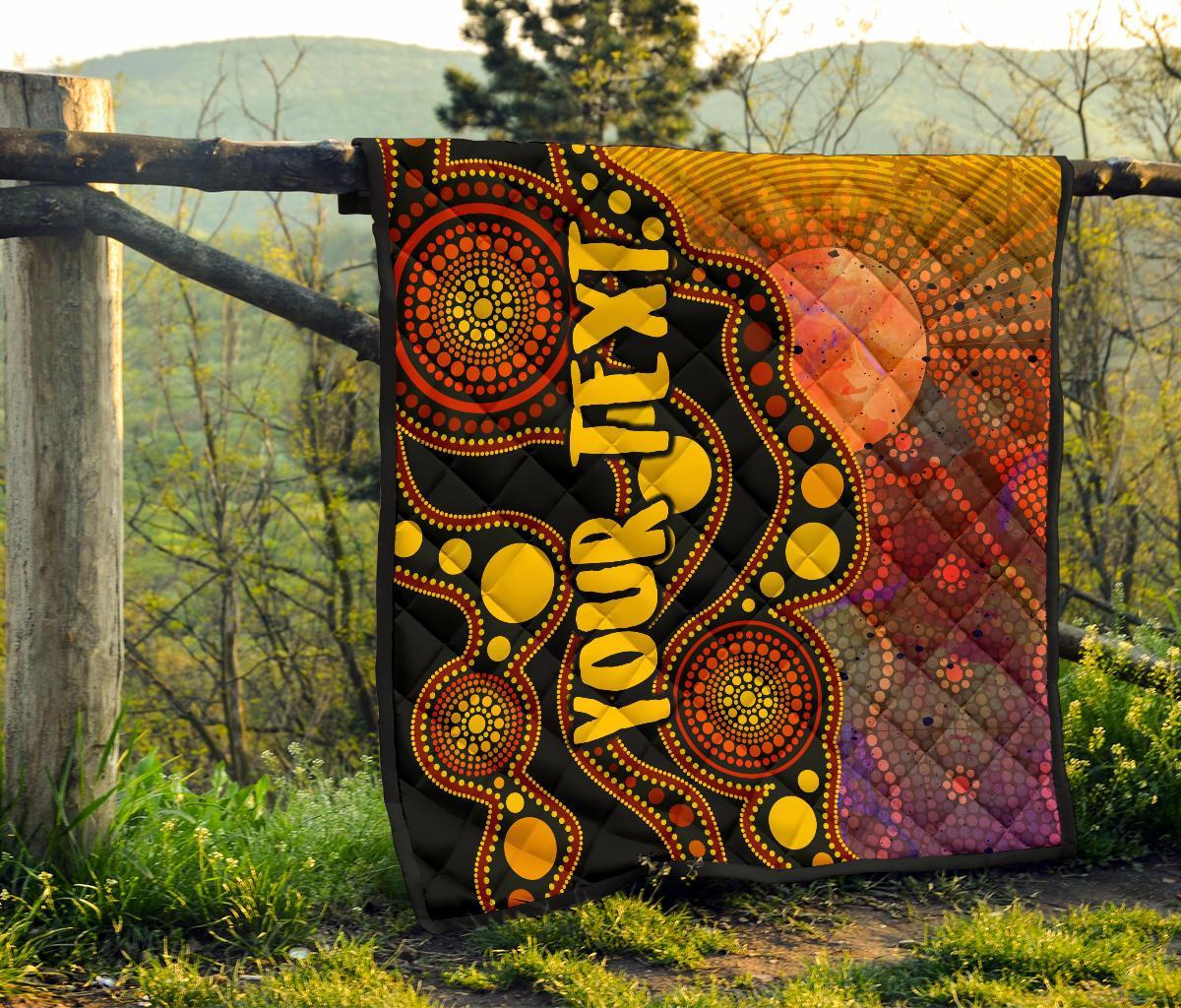 custom-text-aboriginal-premium-quilt-australia-indigenous-flag-circle-dot-painting-art-golden
