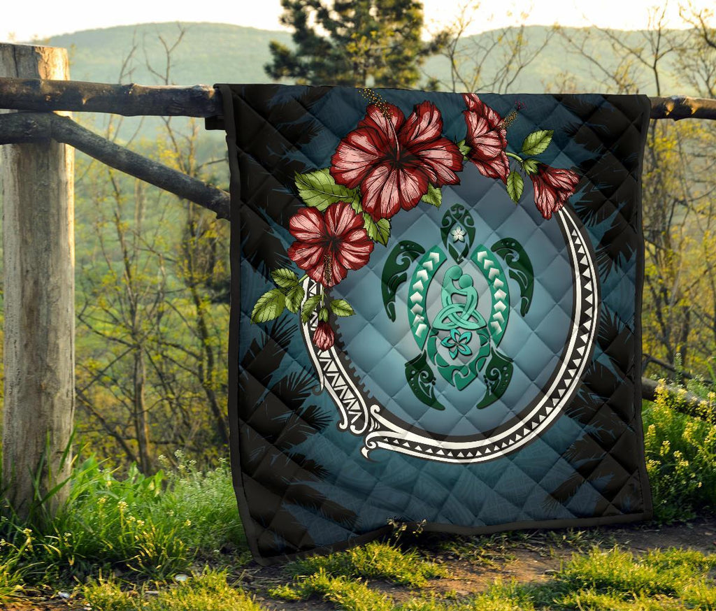 new-zealand-premium-quilt-polynesian-ohana-turtle-hibiscus-mother-son