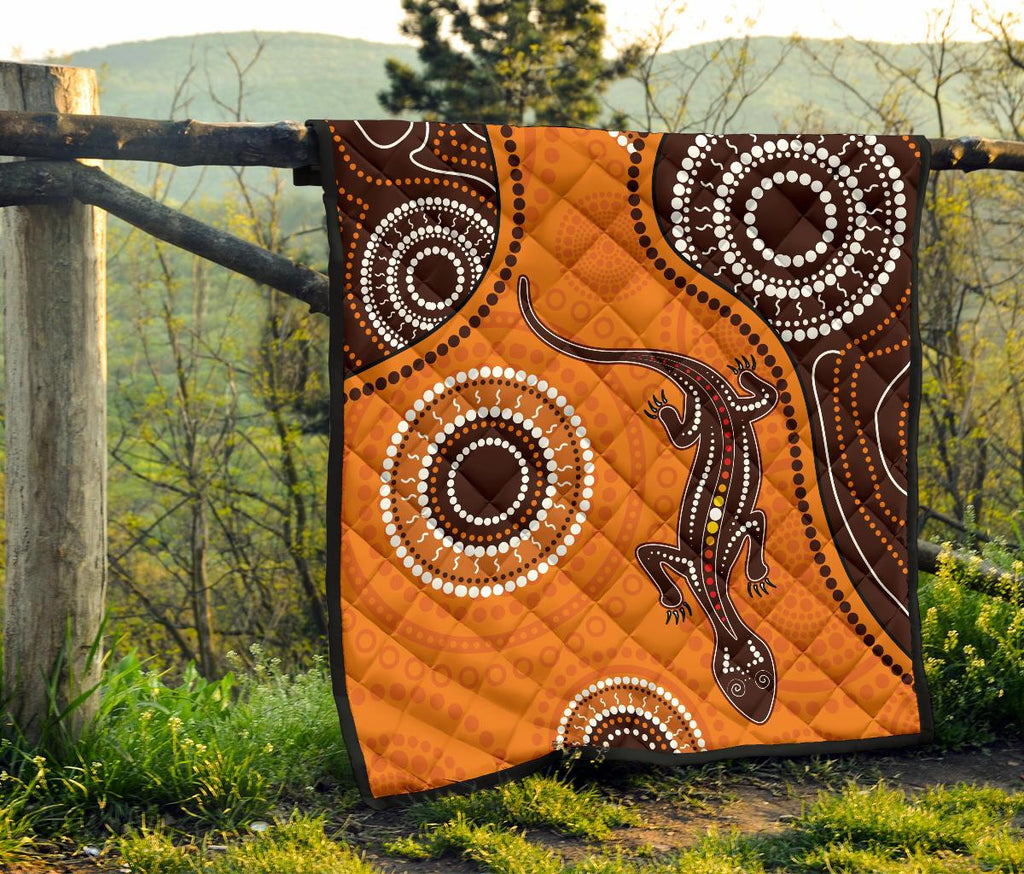 aboriginal-premium-quilt-australia-orange-lizard-aboriginal-art