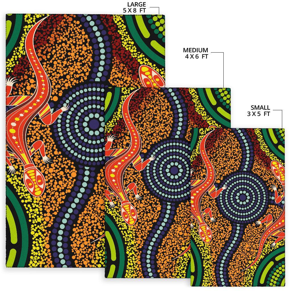 1st-australia-area-rug-aboriginal-two-lizards-dot-painting-circle