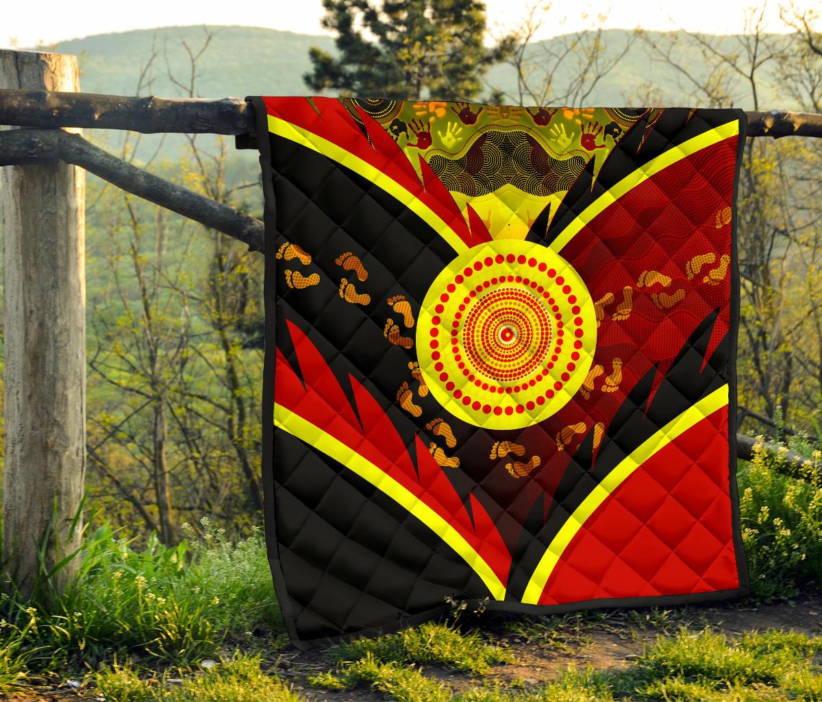 aboriginal-premium-quilt-indigenous-flag-with-footprint-hand-art