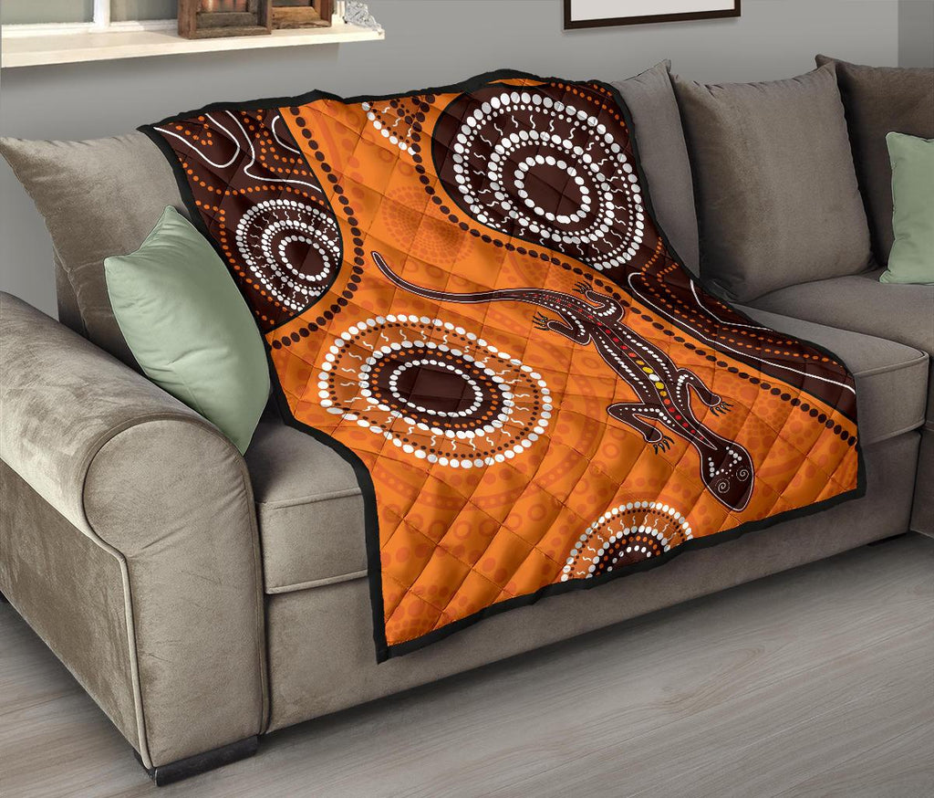 aboriginal-premium-quilt-australia-orange-lizard-aboriginal-art