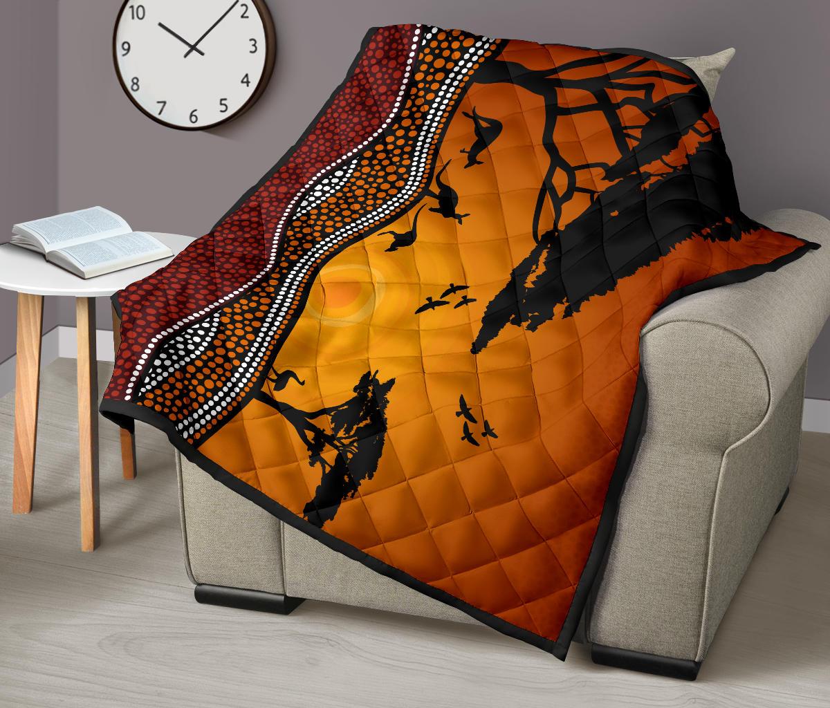 premium-quilts-kangaroo-coverlets-aboriginal-dot-painting-sunset