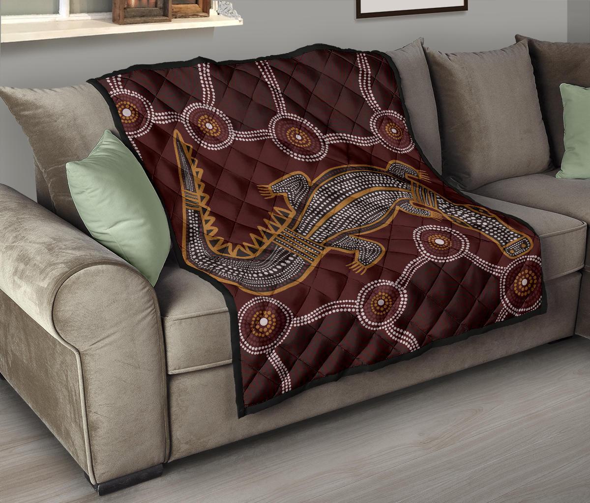 aboriginal-premium-quilt-indigenous-crocodile-brown-color