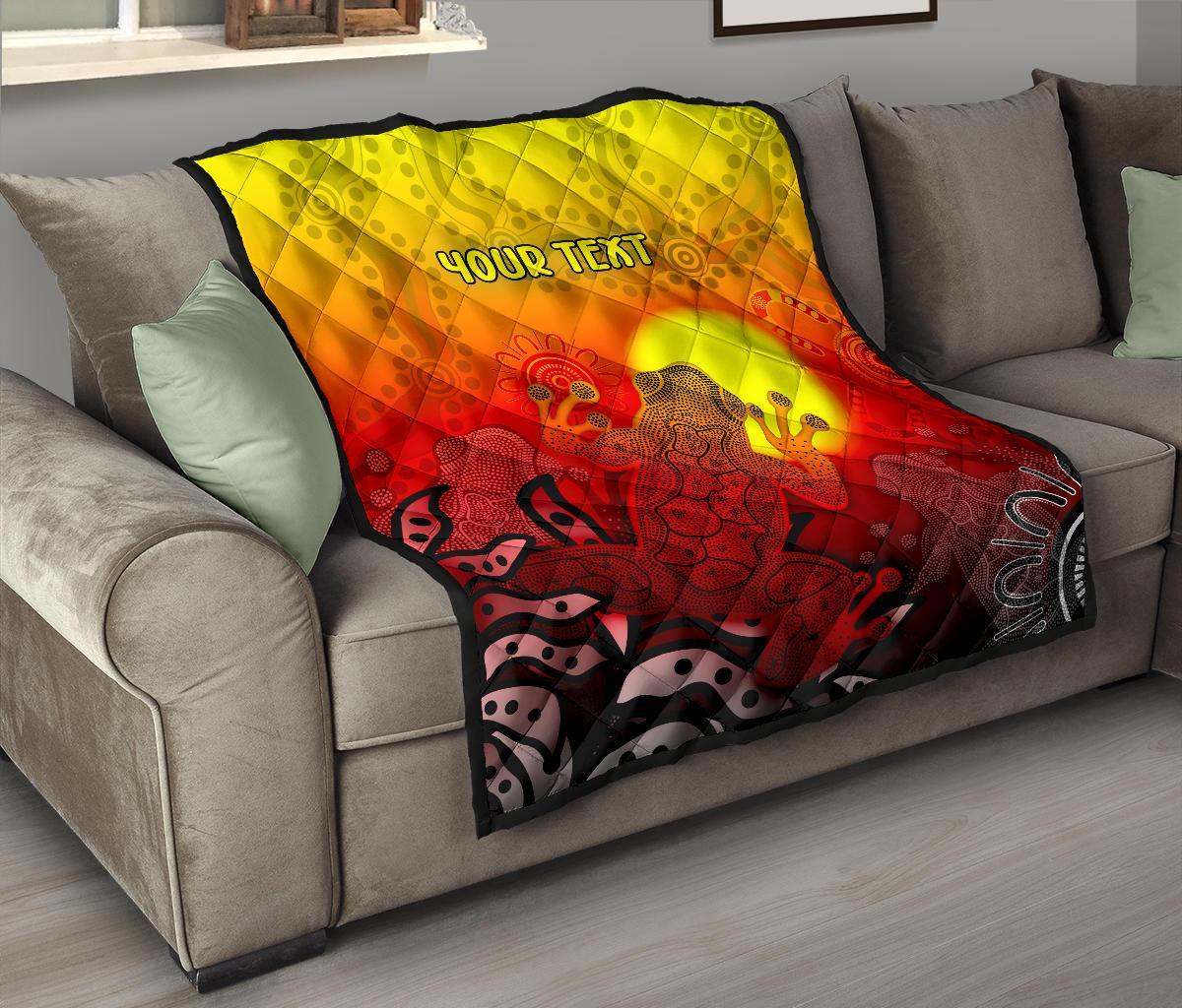 customaboriginal-premium-quilt-indigenous-frog-red