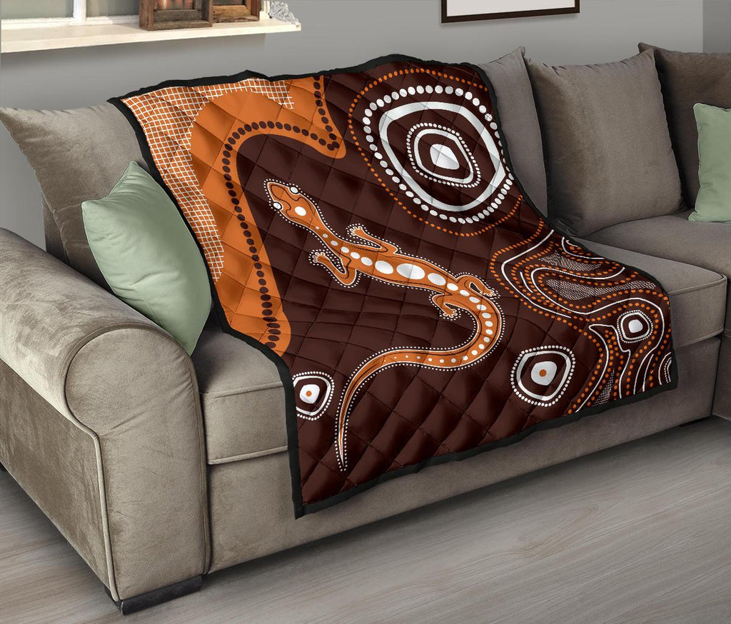 aboriginal-premium-quilt-australia-orange-lizard-aboriginal-art-1