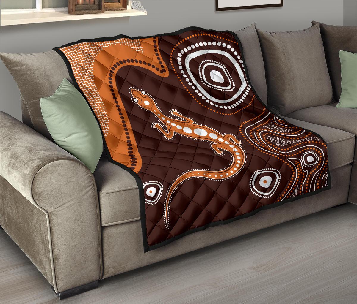 aboriginal-premium-quilt-australia-orange-lizard-aboriginal-art-1